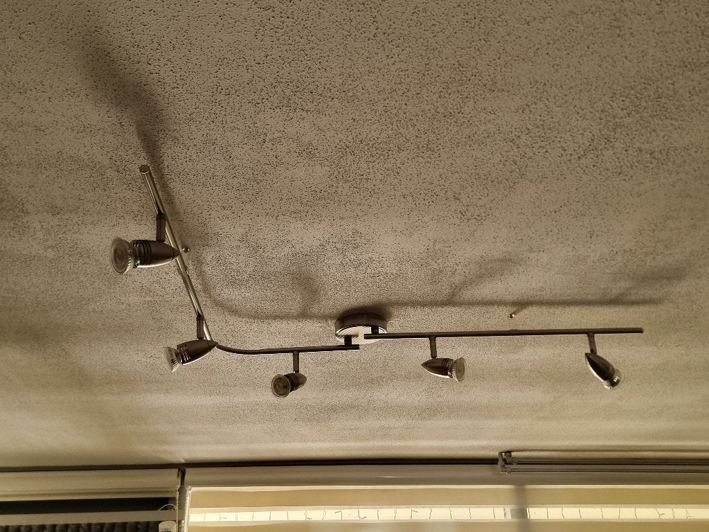 Plafondlamp met armaturen aan stangen, Ophalen, Zilver, Gebruikt, Modern