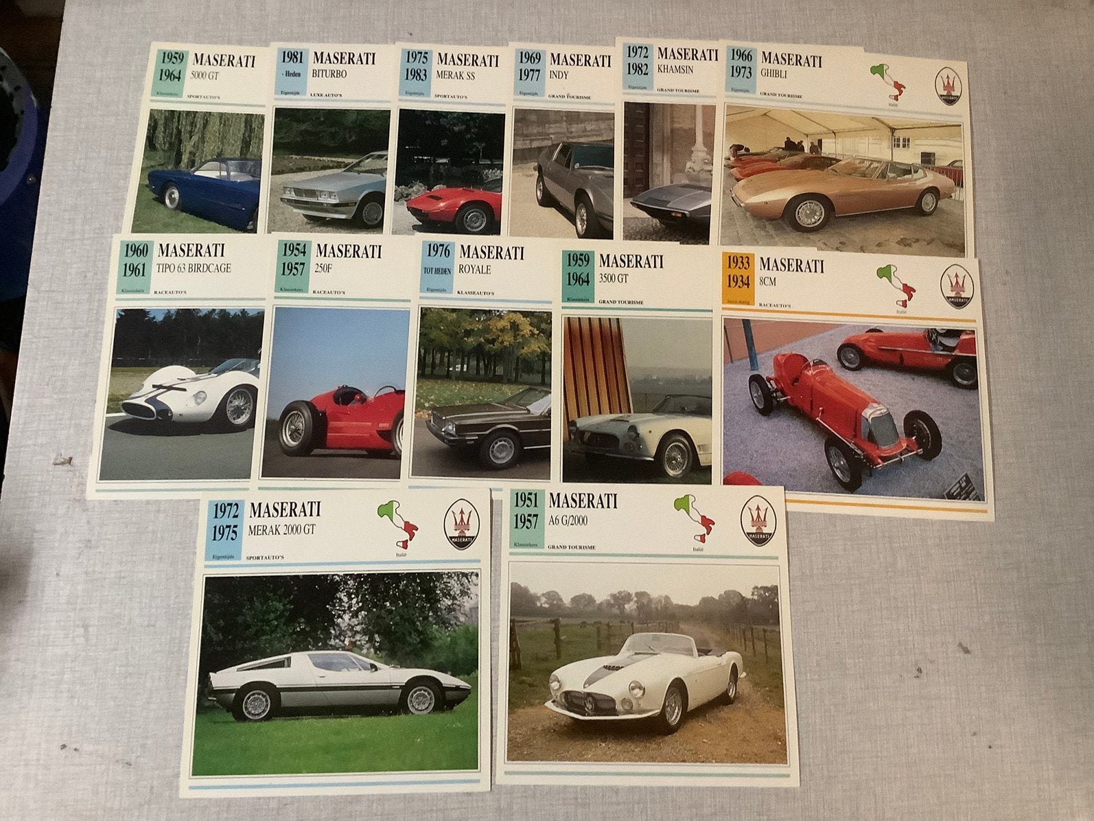 Verschillende oldtimer maserati kaarten, Ophalen of Verzenden, Zo goed als nieuw, Overige merken