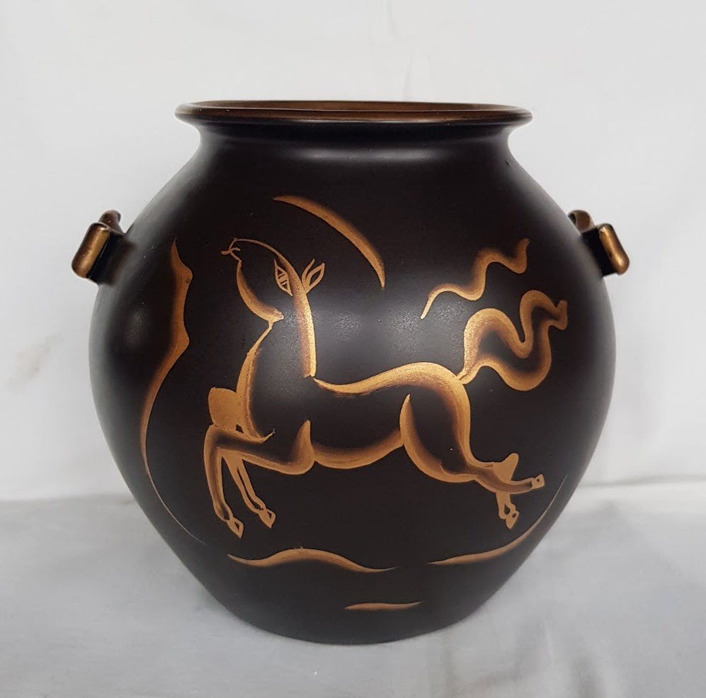 Art Deco Charles Catteau vaas paardje BOCH., Ophalen of Verzenden