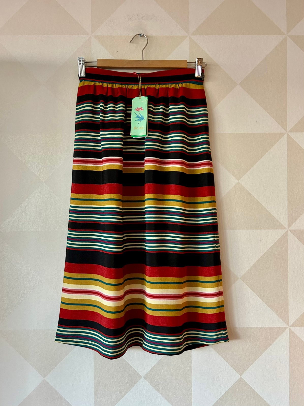 King Louie Layla Skirt midi rok zwart XS/34 NIEUW, Zwart, Nieuw, Ophalen of Verzenden, Maat 34 (XS) of kleiner