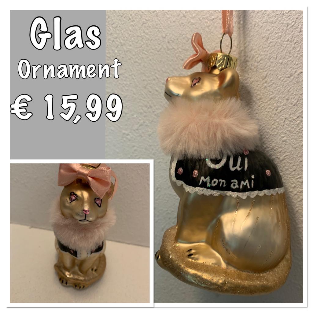 Glas ornament Kat met bontje Nieuw, Ophalen of Verzenden, Nieuw