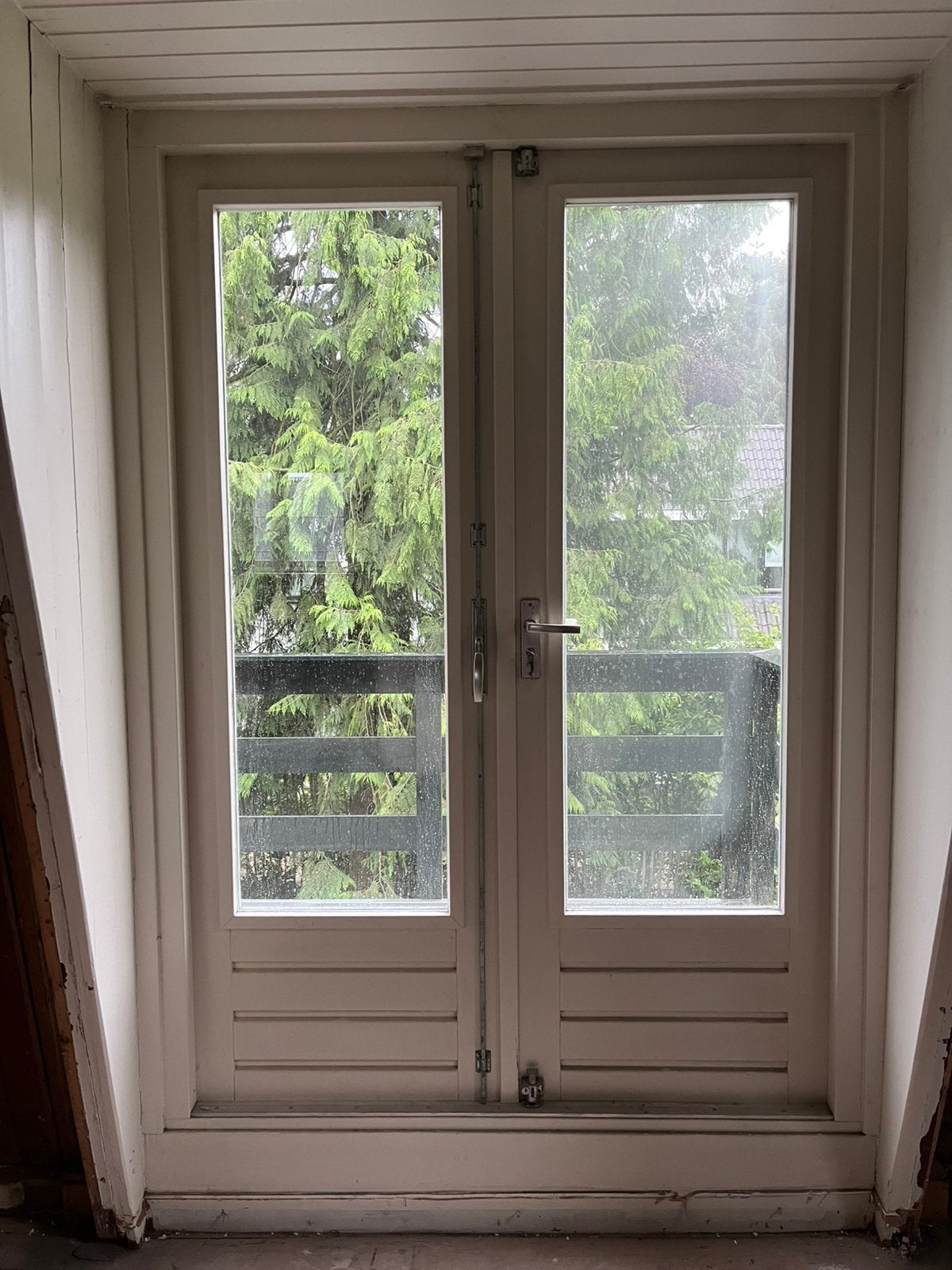 Balkondeuren jaren 30 202 x 139, Raamkozijn, Zo goed als nieuw, 150 tot 225 cm, Inclusief glas