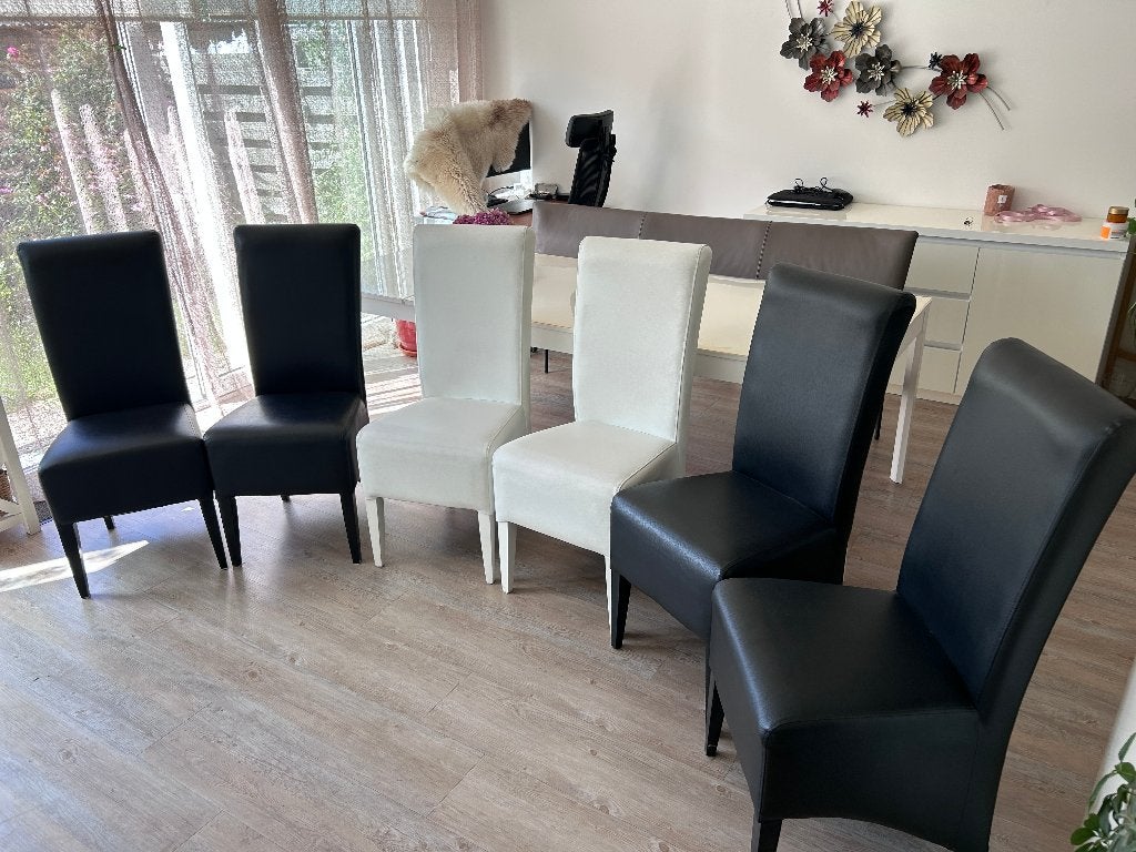6 eetkamerstoelen, Huis en Inrichting, Stoelen, Ophalen, Gebruikt, Overige kleuren, Leer