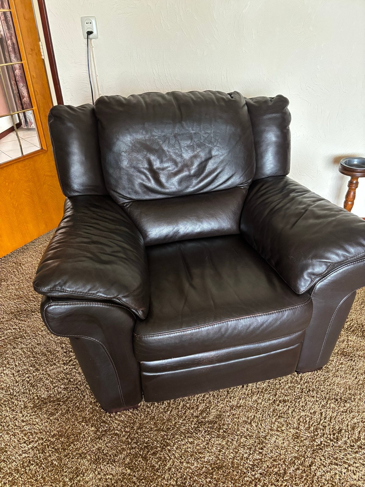 Comfortabele Relaxstoel - Bruin Leer, Huis en Inrichting, Ophalen, Gebruikt, Bruin, Leer