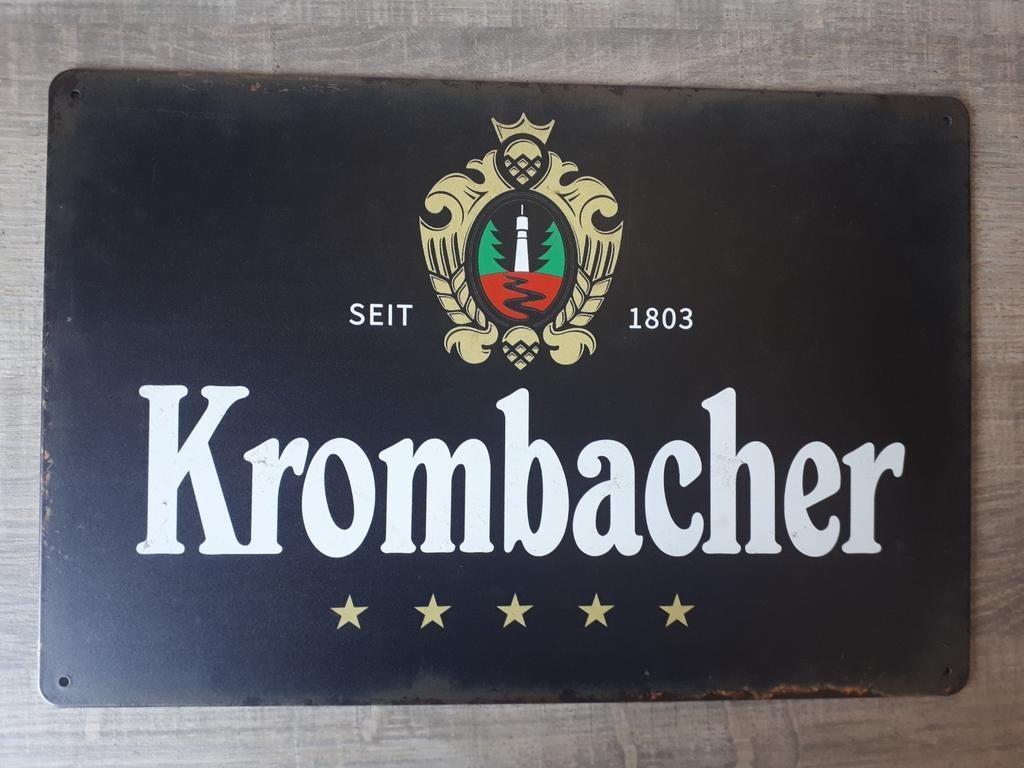 Krombacher 20x30 cm Metalen Reclamebord, Ophalen of Verzenden, Nieuw, Reclamebord, Plaat of Schild, Overige merken