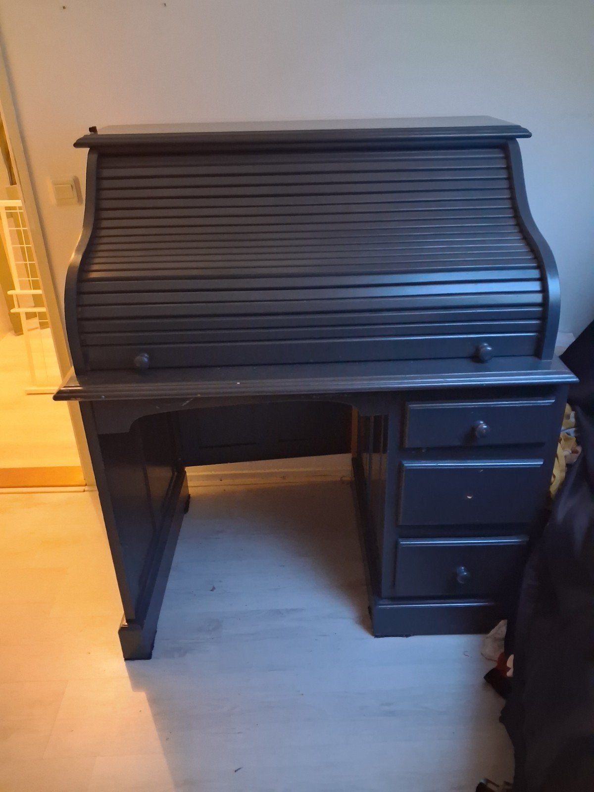 Secretaire Bureau - Donkergrijs Hout, Ophalen, Met lades, Gebruikt, Hout