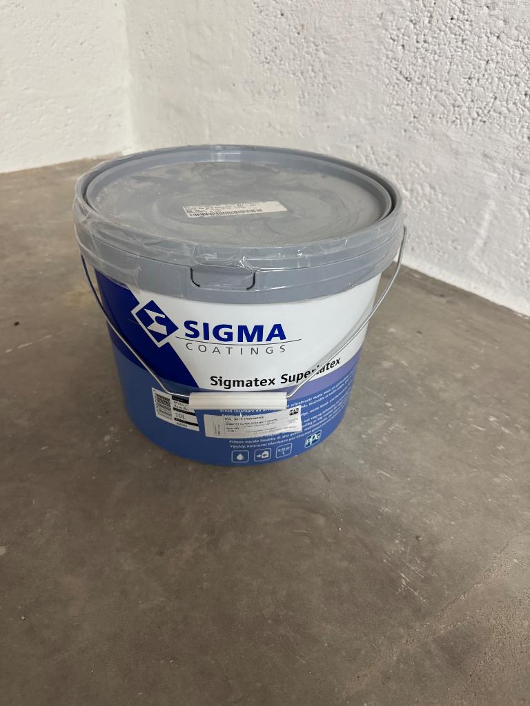 Sigmatex superlatex ral 9010 10L, Doe-het-zelf en Verbouw, Verf, Beits en Lak, 10 tot 15 liter, Ophalen, Nieuw, Wit