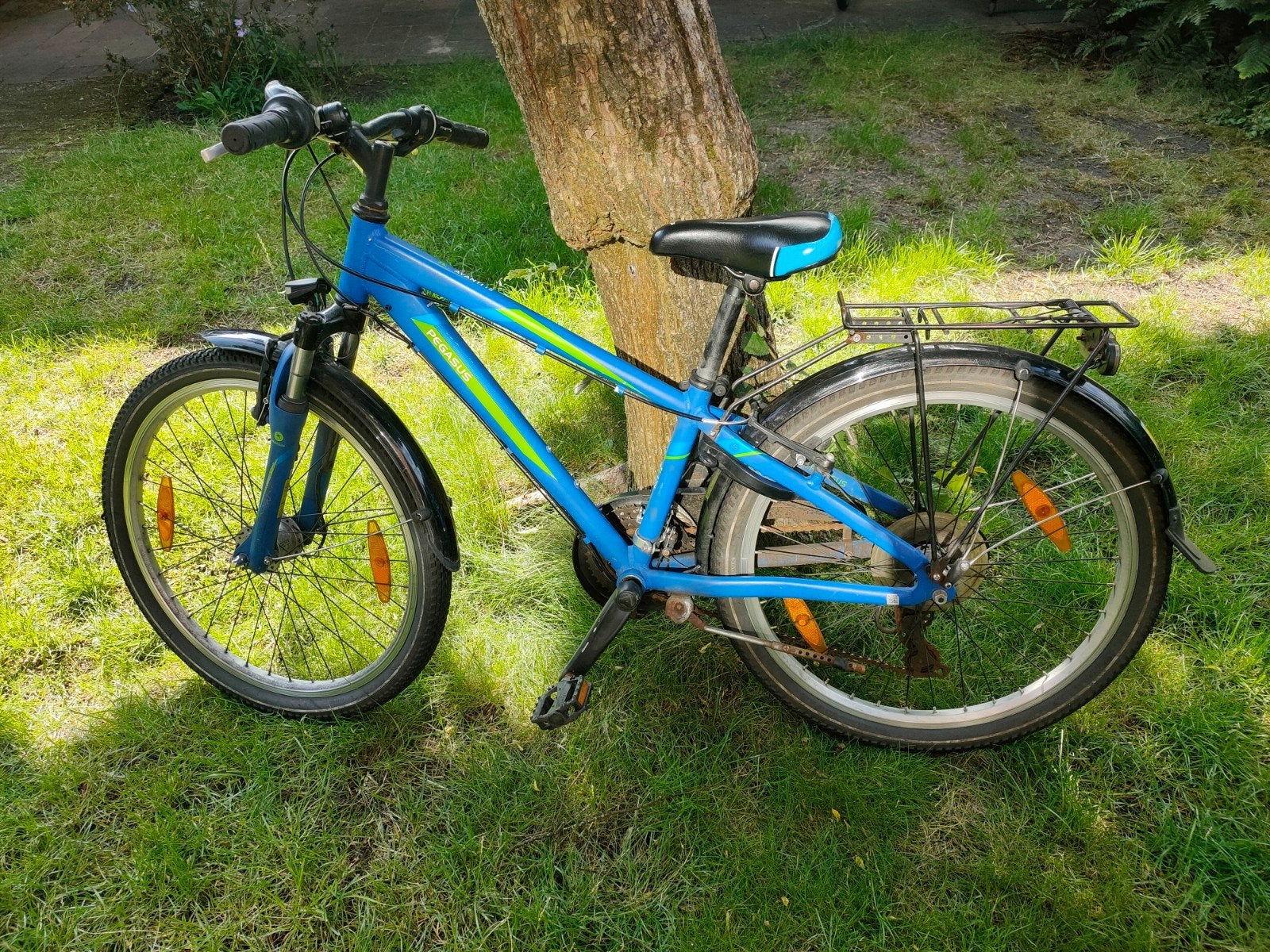 Pegasus fiets blauw 24 inch naafdynamo 18 versnellingen, Overige merken, Gebruikt, Velgrem, Minder dan 49 cm