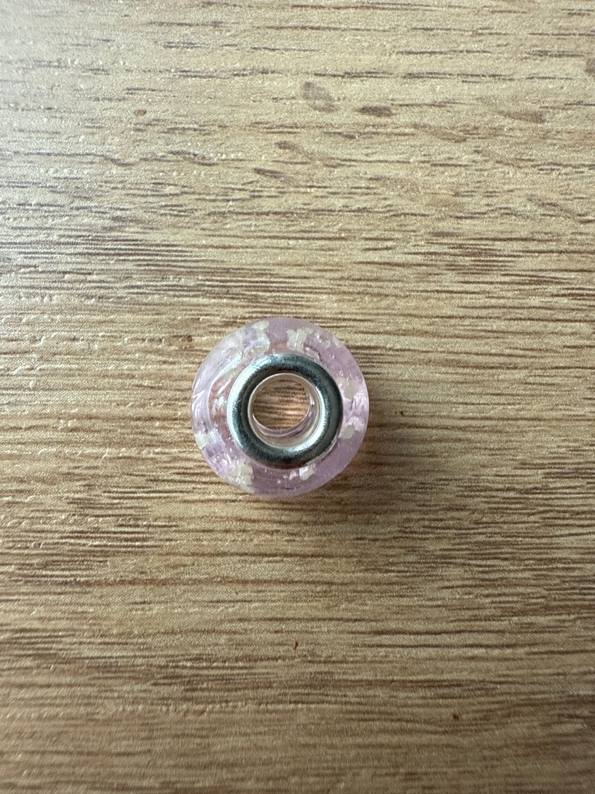 Mooie roze bedel met groene spikkels voor Pandora armband, Glas of Kristal, Pandora, Ophalen of Verzenden, Zo goed als nieuw