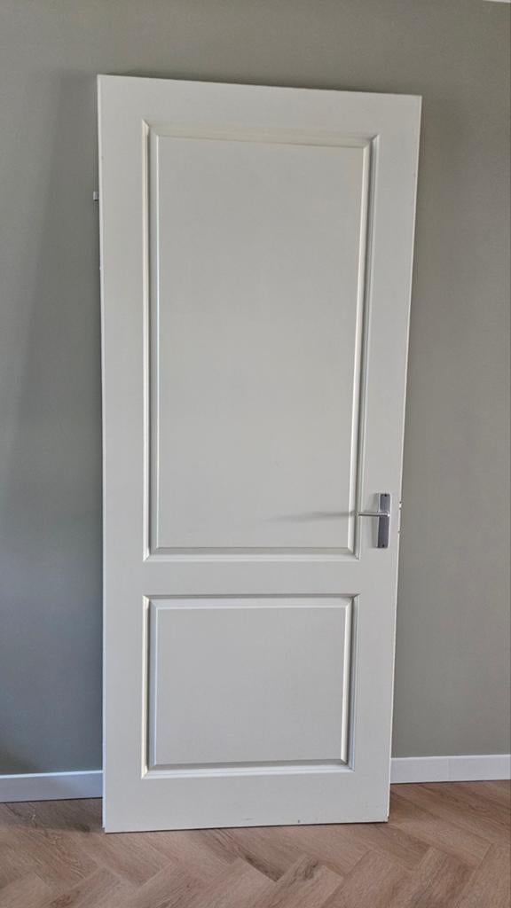 Witte opdek binnendeur met paneeldetails, Ophalen, Gebruikt, 80 tot 100 cm, 215 cm of meer