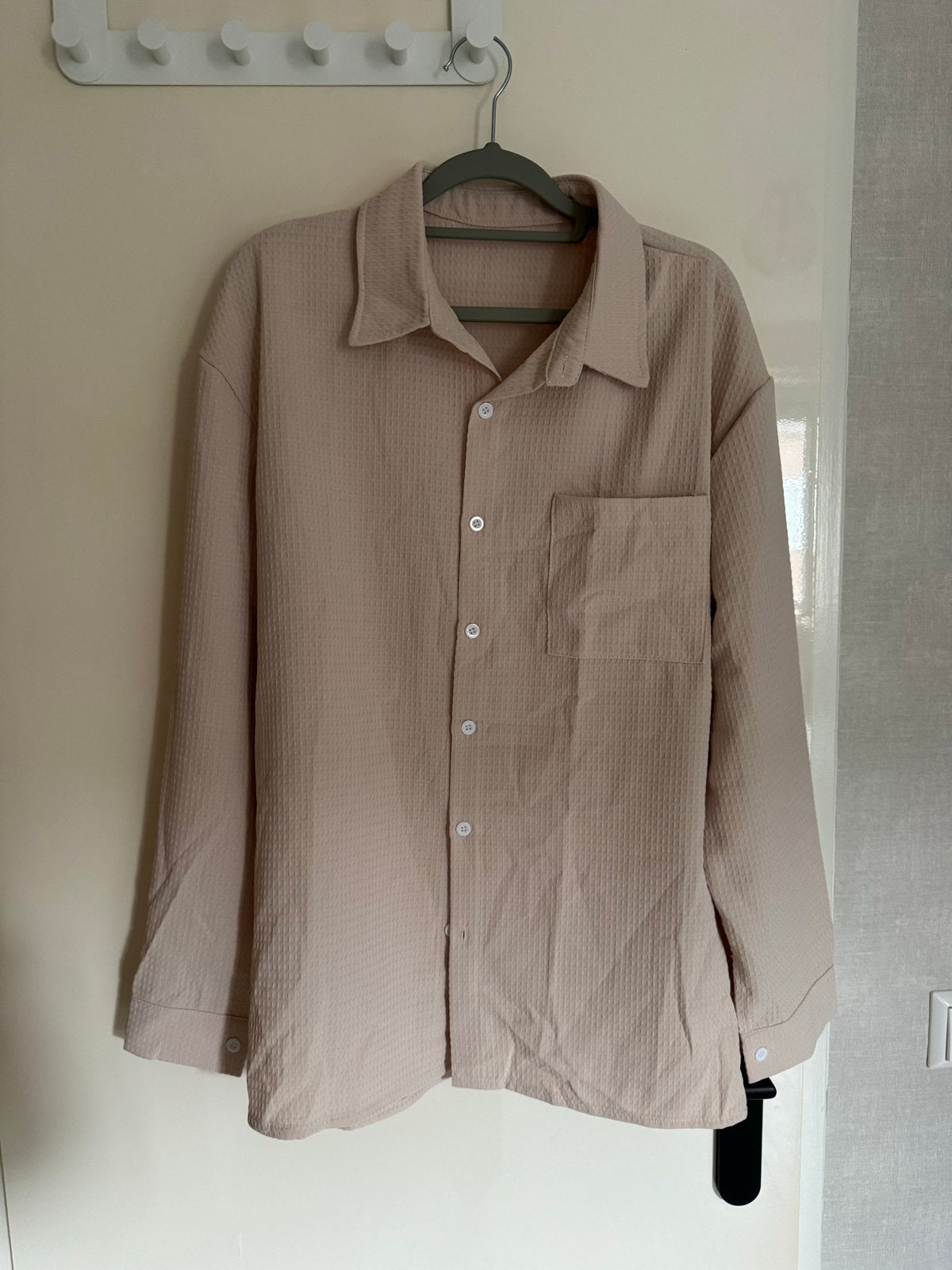 Shein Beige Oversized Blouse Maat M, Kleding | Heren, Ophalen of Verzenden, Zo goed als nieuw, Beige, Halswijdte 39/40 (M)