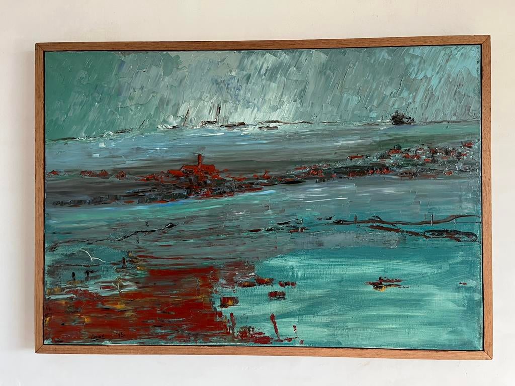 Schilderij olieverf op doek prachtige heldere kleuren, Antiek en Kunst, Ophalen