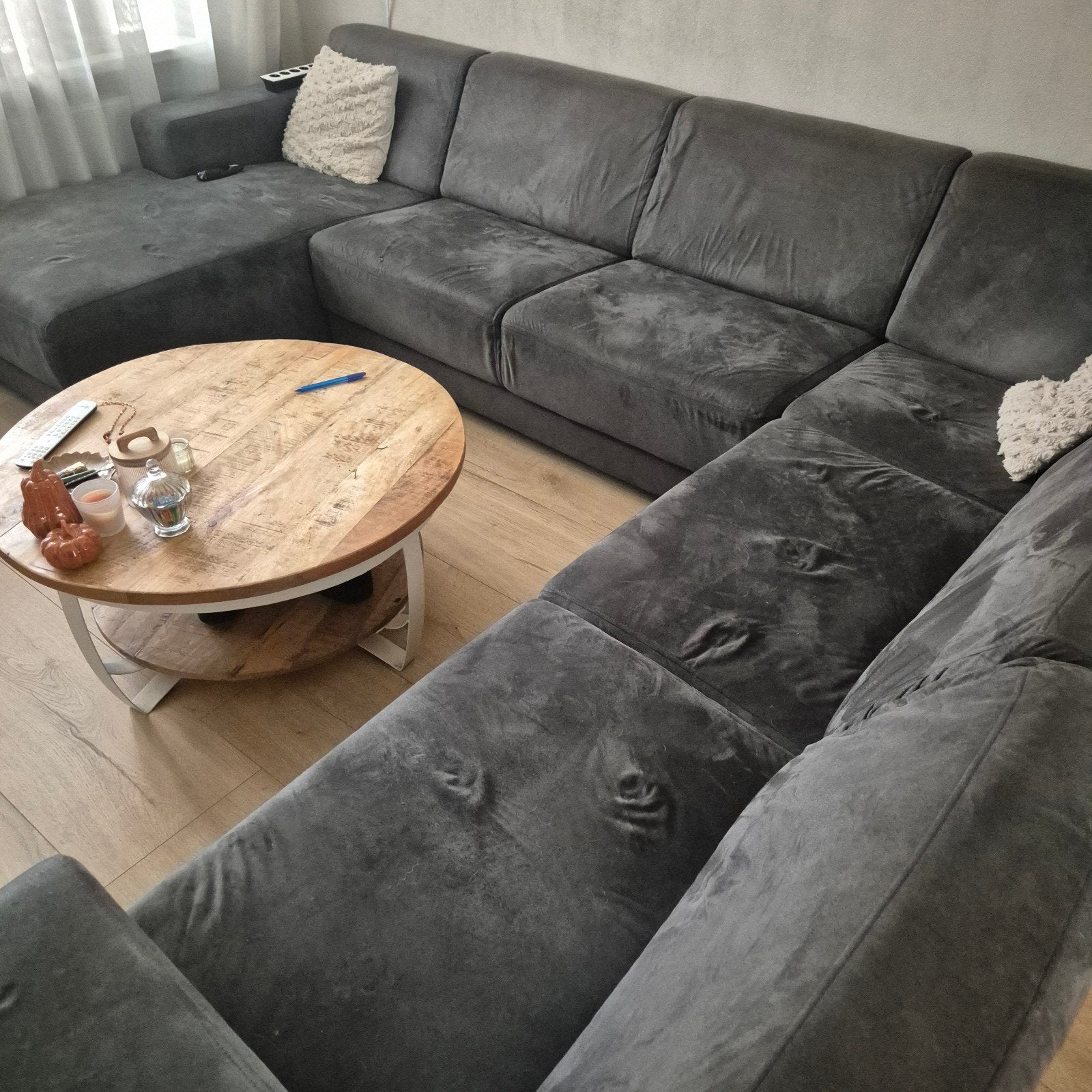 Grote Ubank hoekbank - Antraciet (gratis af te halen), Huis en Inrichting, Ophalen, Gebruikt, Stof
