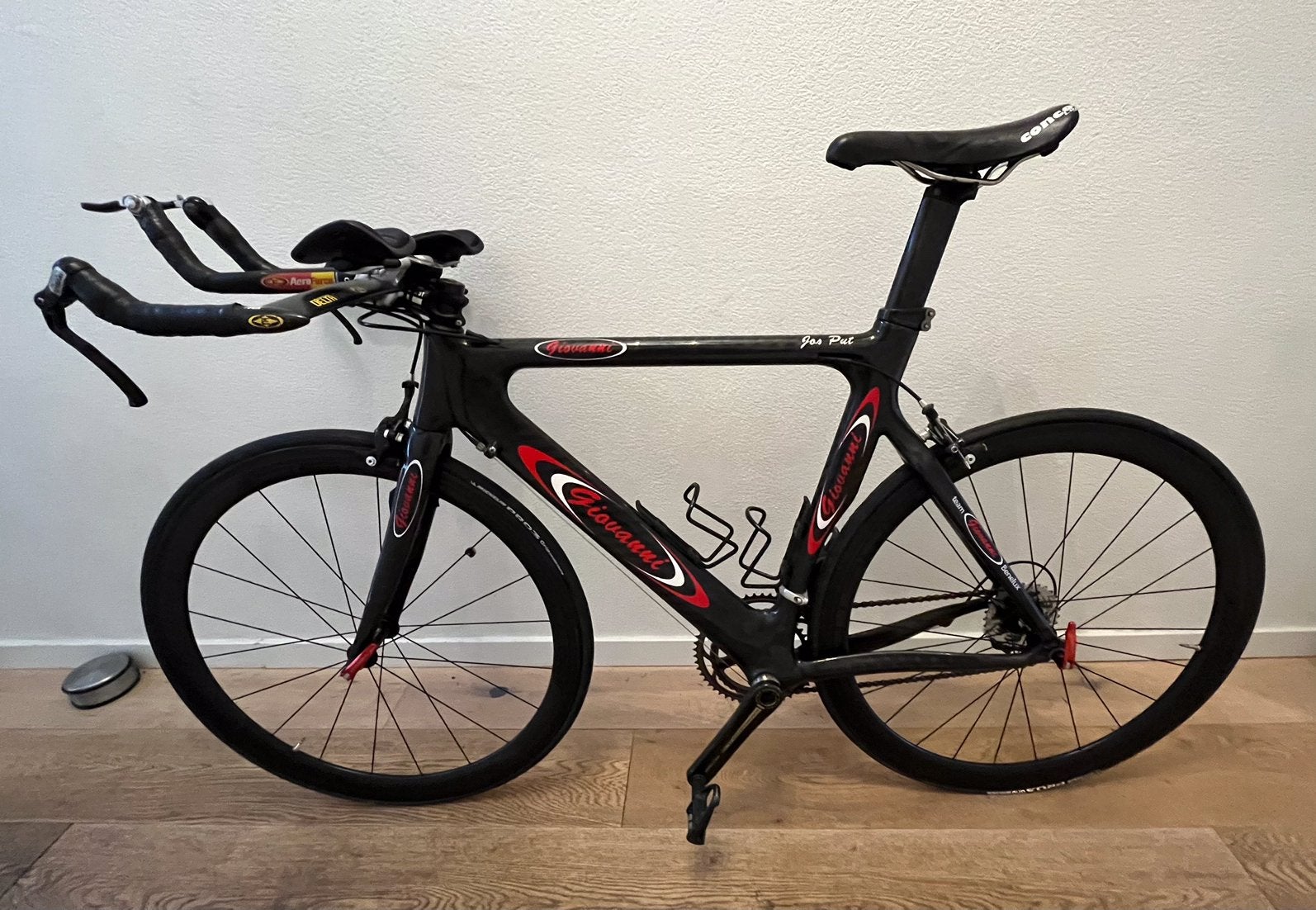 Carbon Giovanni Triathlonfiets Campagnolo Record Titanium, Carbon, Zo goed als nieuw, Meer dan 20 versnellingen, 53 tot 57 cm
