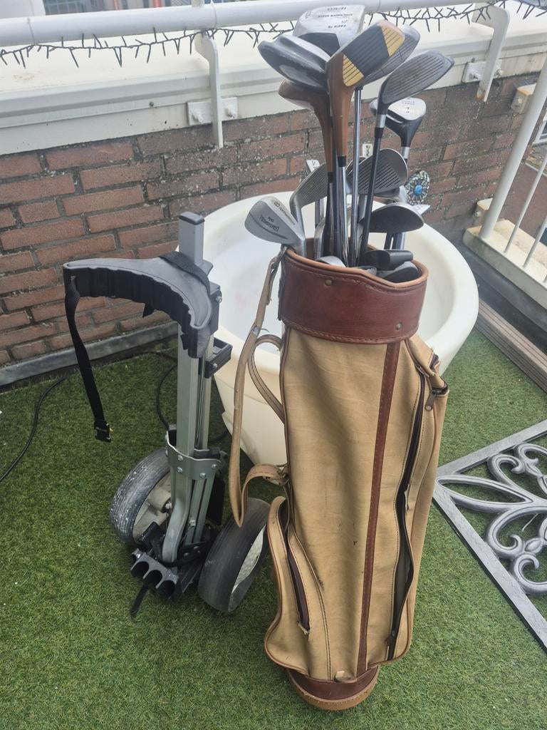 Vintage Golfset met Tas en Golfkar, Sport en Fitness, Golf, Ophalen of Verzenden