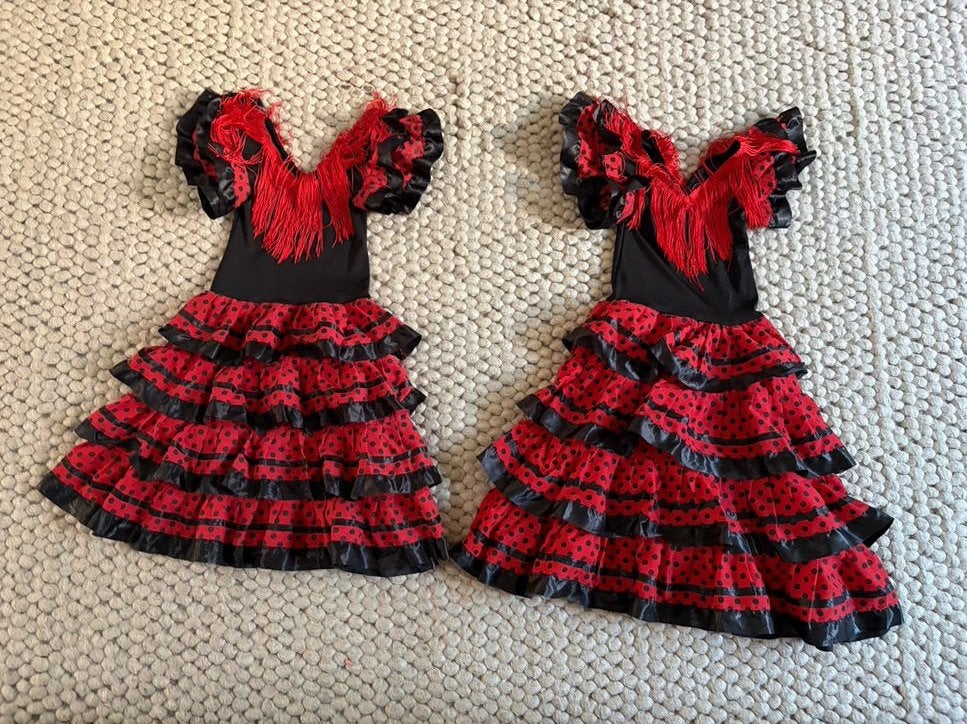 Verkleedkleren Spaanse Flamenco jurken, Ophalen of Verzenden, Gebruikt, 134 t/m 140, Meisje