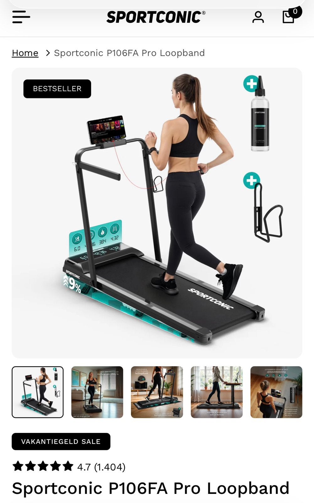 Sportconic loopband met helling 9%, Ophalen, Zo goed als nieuw, Loopband