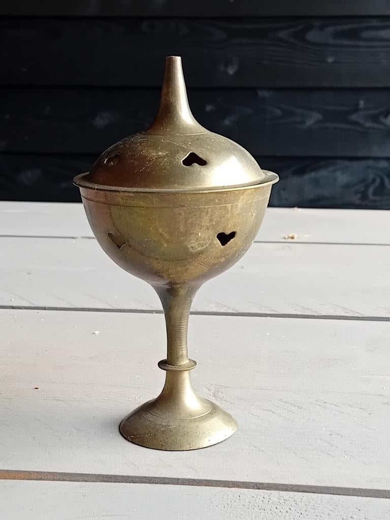 Vintage messing wierookbrander met hartjes, Ophalen
