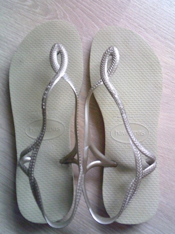 Havaianas Flipflops Luna gold colored 37/38, Kleding | Dames, Slippers, Overige kleuren, Verzenden, Gedragen