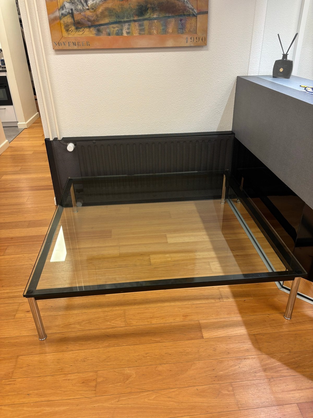 Cassina Le Corbusier Salon Tafel, Ophalen, Gebruikt, 100 tot 150 cm, Vierkant