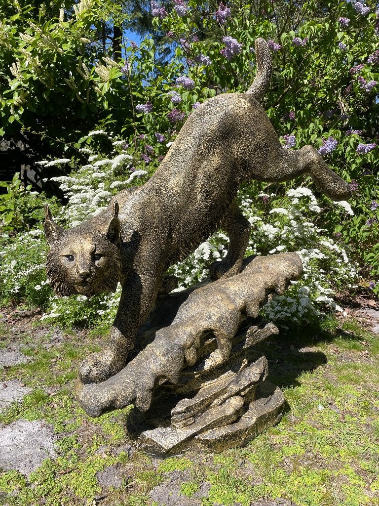 Tuinbeeld Lynx, tuin, zwembad, vijver dierentuin 130cm, Ophalen, Nieuw, Kunststof, Dierenbeeld