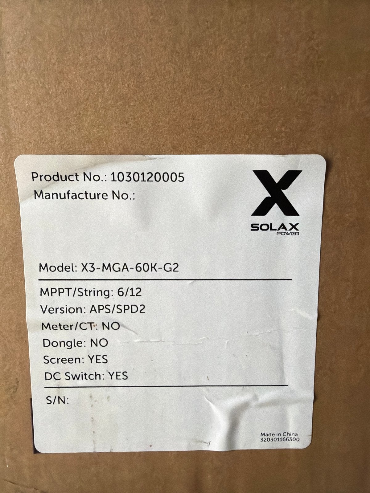 SolaX Power X3-MGA-60K-G2 Omvormer - Nieuw in doos, Ophalen, Nieuw, Overige typen, 200 wattpiek of meer