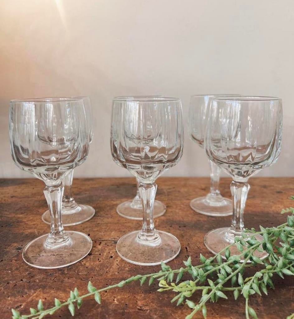 6 vintage kristal glazen van Cristal d’Arques Paris, Auteuil, Ophalen of Verzenden, Zo goed als nieuw, Overige typen