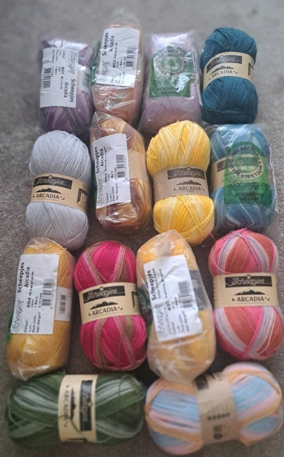 Partij Scheepjes Arcadia sokkenwol/sokkengaren (14 bollen), Ophalen of Verzenden, Nieuw, Breien of Haken, Wol of Garen