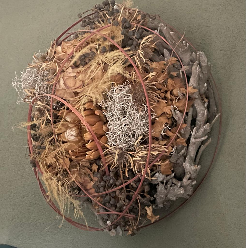Decoratieve wandcirkel van natuurlijke materialen, Meerkleurig, Ophalen of Verzenden, Natuurlijk materiaal, Landelijk