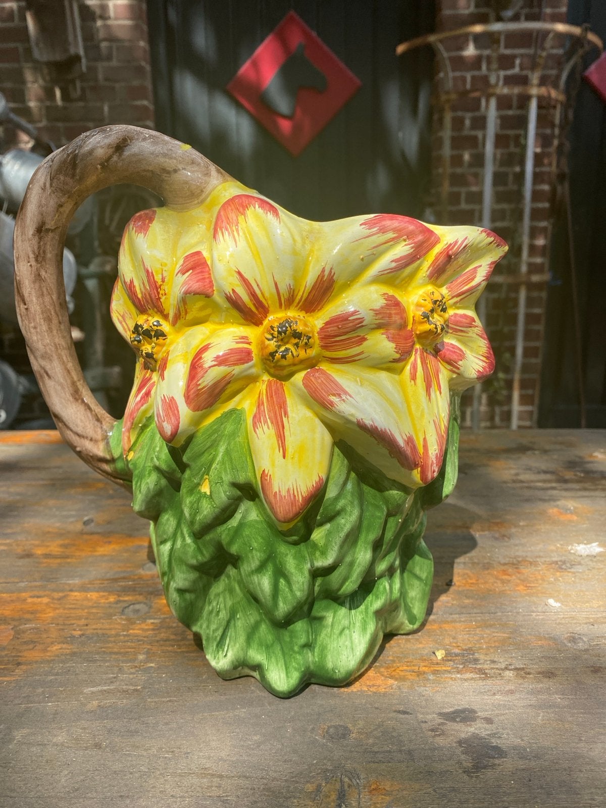 Bassano Majolica Bloemenkan - Handgeschilderd Italië, Ophalen of Verzenden