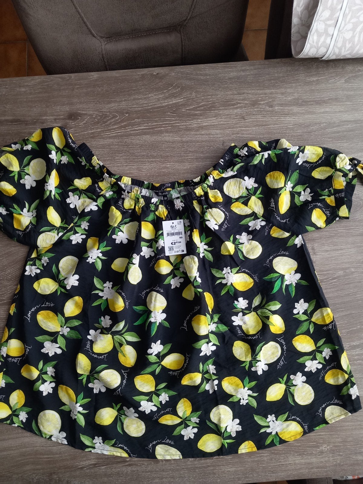 Zwarte tuniek +gele citroenen, mt 50, citroenenshirt, NIEUW, Kleding | Dames, Grote Maten, Blouse of Tuniek, Geel, Nieuw, Ophalen of Verzenden