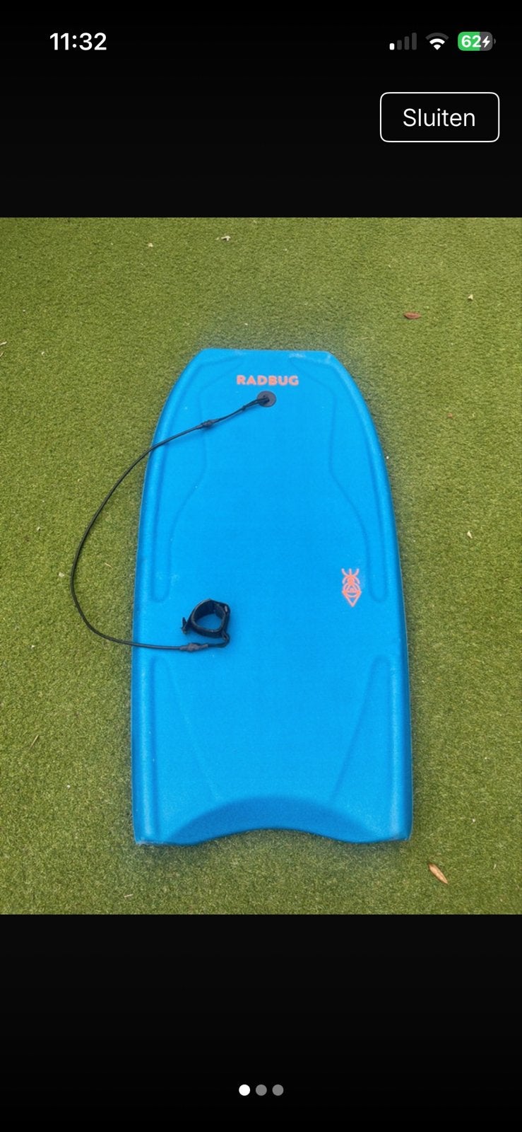 Radbug 100 Bodyboard 42 inch met koord, Watersport en Boten, Ophalen, Zo goed als nieuw, Overige typen, Met koord