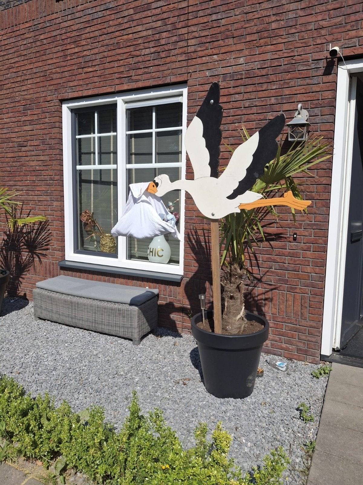 Geboorte ooievaar te huur - Vier de komst van je baby!, Ophalen, Gebruikt, Geboortebord