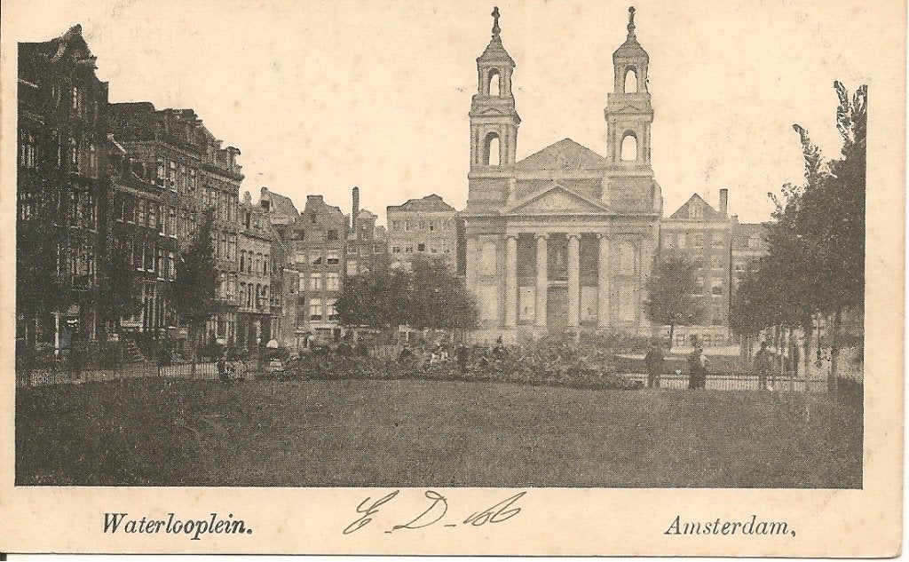 Oude ansichtkaart Waterlooplein Amsterdam (voor 1920), Verzamelen, Ophalen of Verzenden, Voor 1920, Gelopen, Noord-Holland