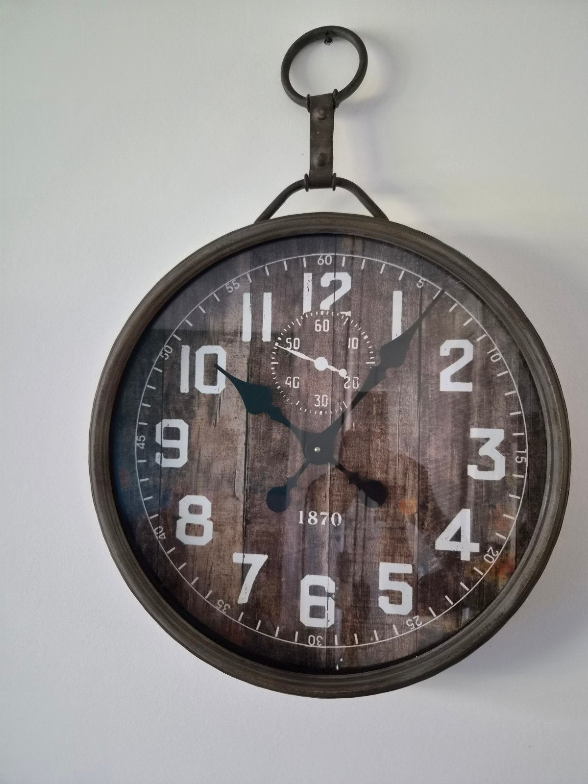 Grote industriële wandklok - 50 cm diameter, Ophalen, Zo goed als nieuw, Wandklok