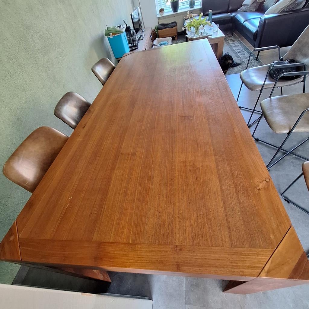 Gereserveerd / Teak houten tafel 2,20 x 1m, Ophalen, Gebruikt, 200 cm of meer, 50 tot 100 cm