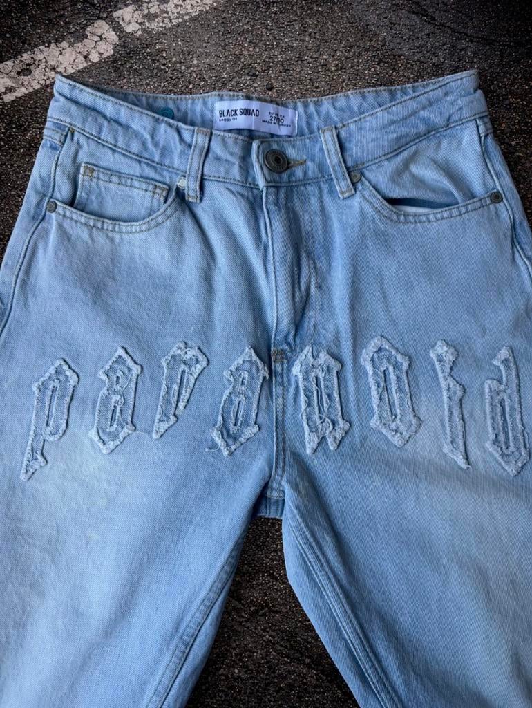 Black Squad "Paranoid" Baggy Jeans Lichtblauw W27, Ophalen of Verzenden, Zo goed als nieuw, Blauw, W27 (confectie 34) of kleiner
