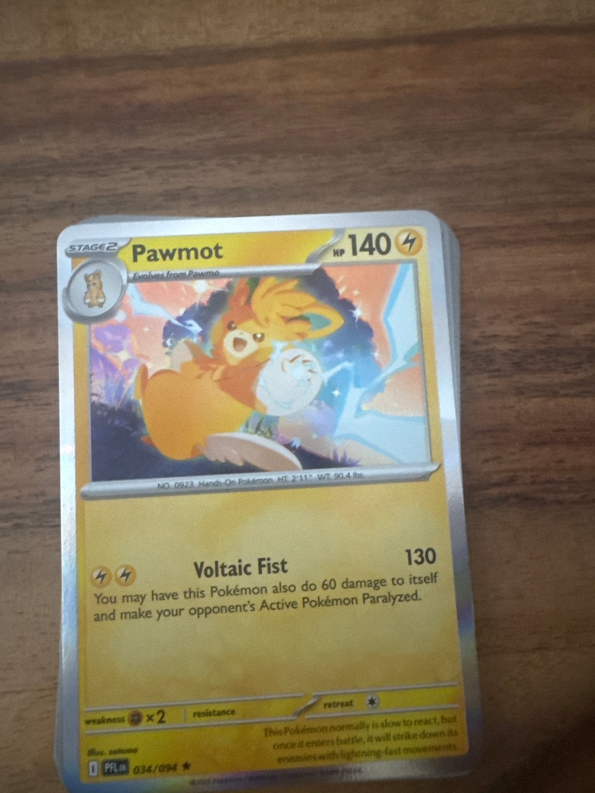 Pokémon TCG Pawmot 034/094 Kaart - Zo goed als nieuw, Hobby en Vrije tijd, Ophalen of Verzenden, Zo goed als nieuw, Losse kaart