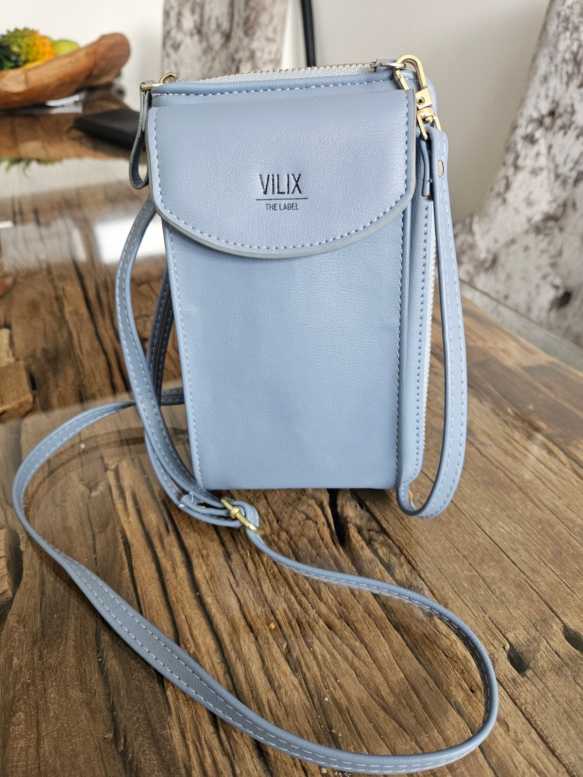 Vilix The Label Nova telefoontasje lichtblauw vegan leer, Ophalen, Zo goed als nieuw, Blauw, Schoudertasje