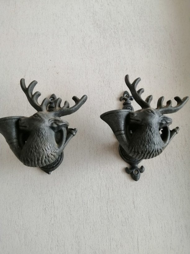 Vintage muurbeugels geweer, 2 muurbeugels,  hertengewei, Ophalen of Verzenden, Gebruikt
