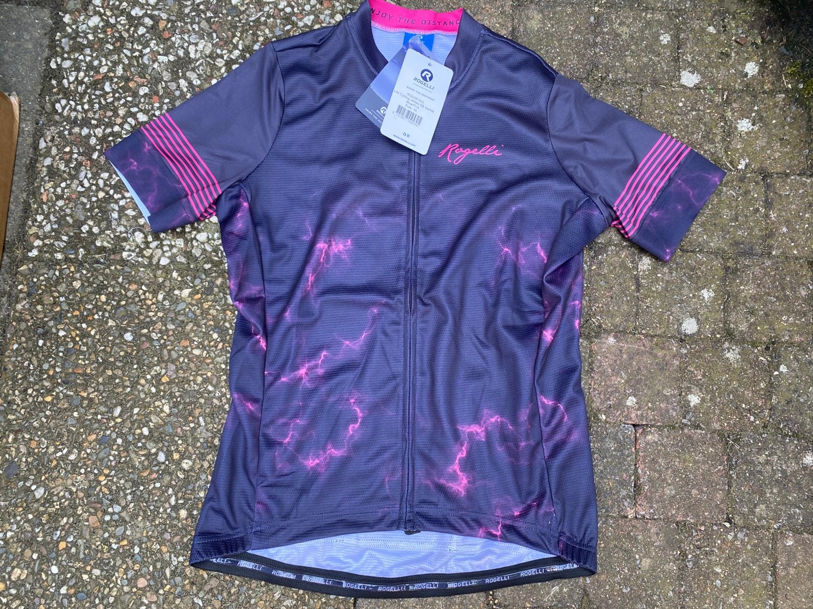 Dames fietsshirt rogelli marble blauw roze nieuw! Xl, Fietsen en Brommers, Fietsaccessoires | Fietskleding, ., Nieuw, Ophalen of Verzenden
