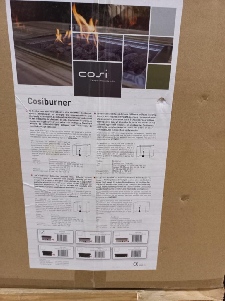 Cosi cosi burner, inbouwbrander 4kant., Tuin en Terras, Terrasverwarmers, Ophalen, Nieuw, Gas
