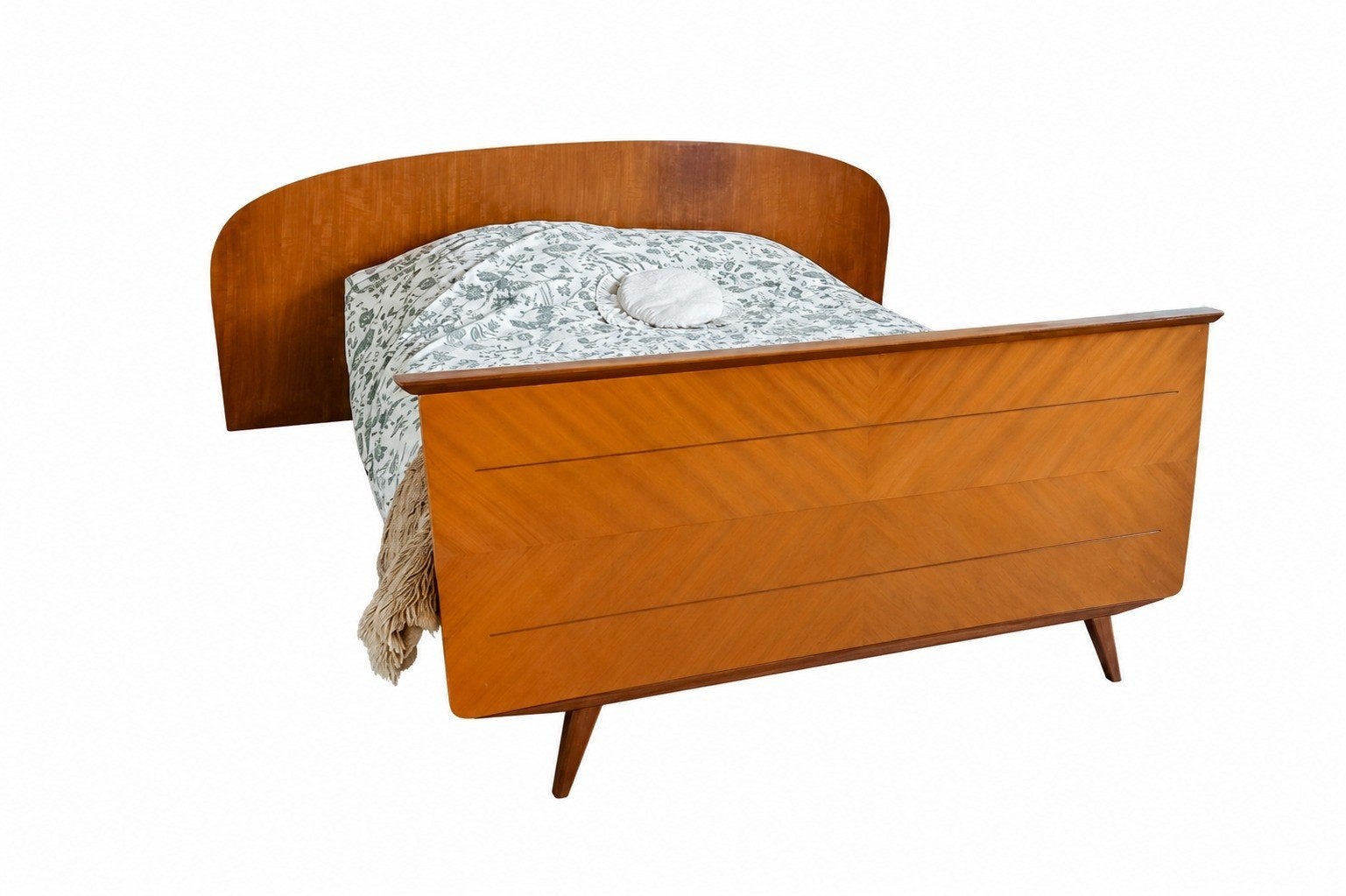 Vintage mid century bed twijfelaar 120 cm, Huis en Inrichting, Slaapkamer | Bedden, Ophalen, Gebruikt, Tweepersoons, 120 cm