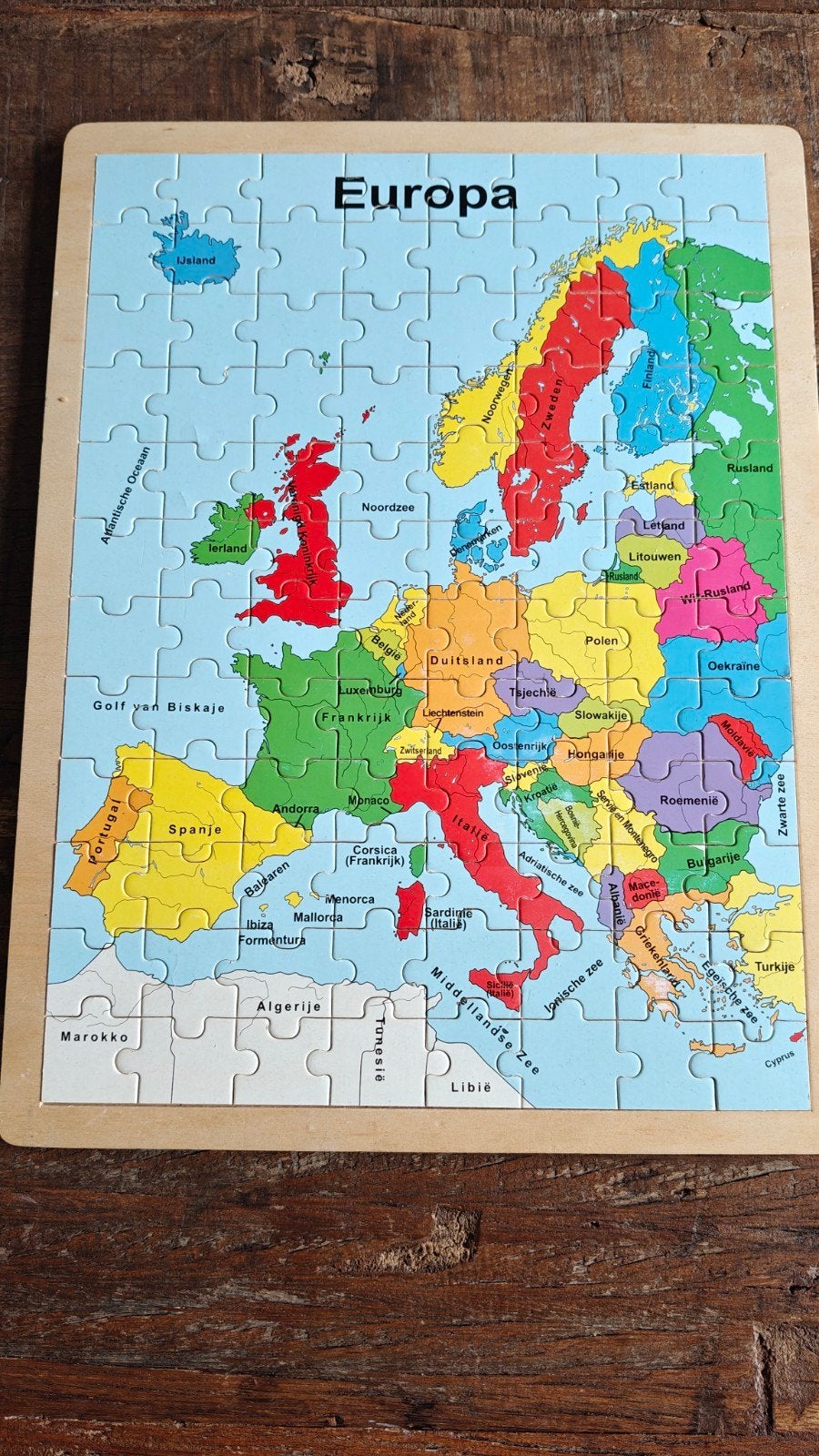 Houten puzzel Europa, Ophalen, Gebruikt, Meer dan 50 stukjes, Van hout