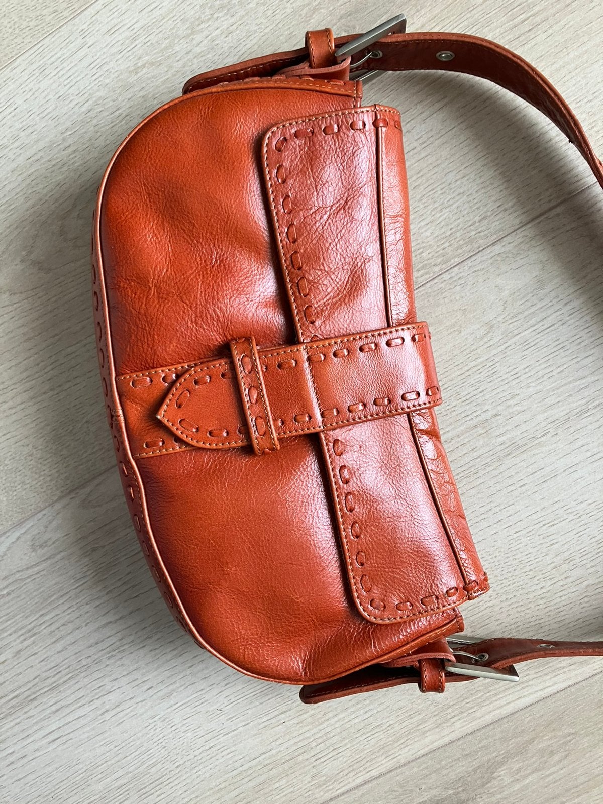 Manfield leren tas handtas/schoudertas, Ophalen of Verzenden, Gebruikt
