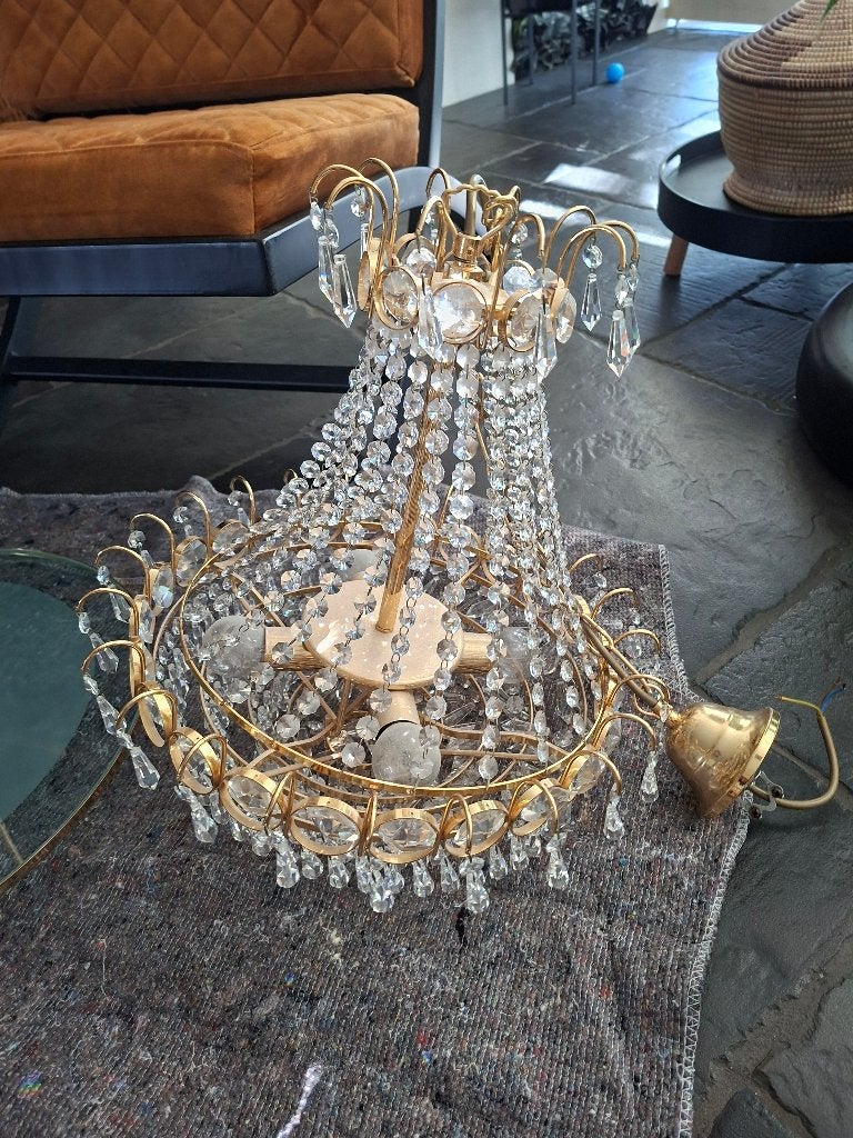 Kristallen kroonluchter, Huis en Inrichting, Ophalen, Zo goed als nieuw, Natuurlijk materiaal, Vintage