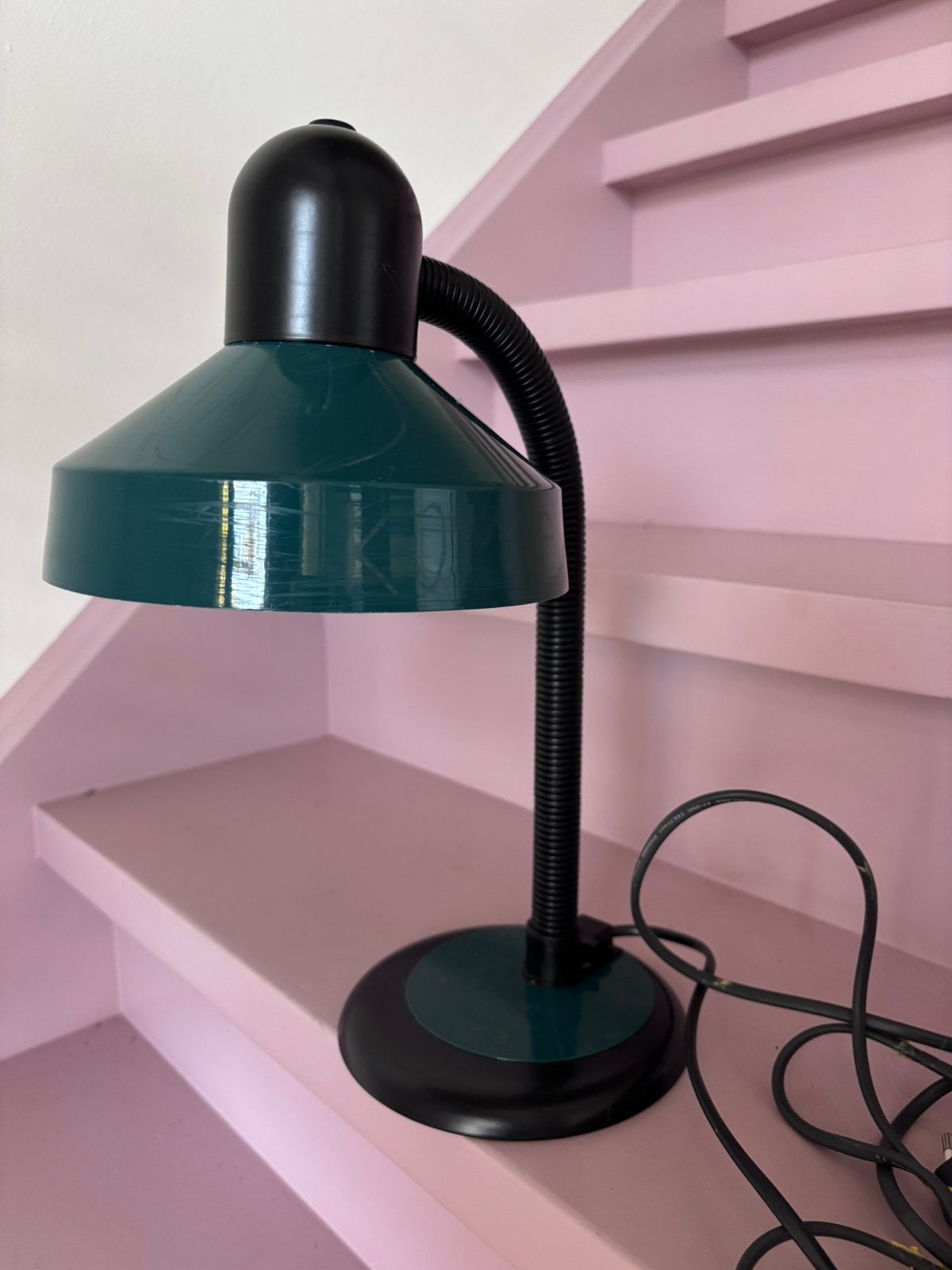 1980s Hema Vintage bureaulamp groen zwart minimalistisch, Bureaulamp, Gebruikt, Groen, .