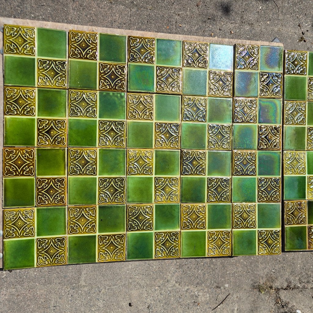Set van 31 art nouveau tegels, viervlaks 15x15cm, Antiek en Kunst, Ophalen