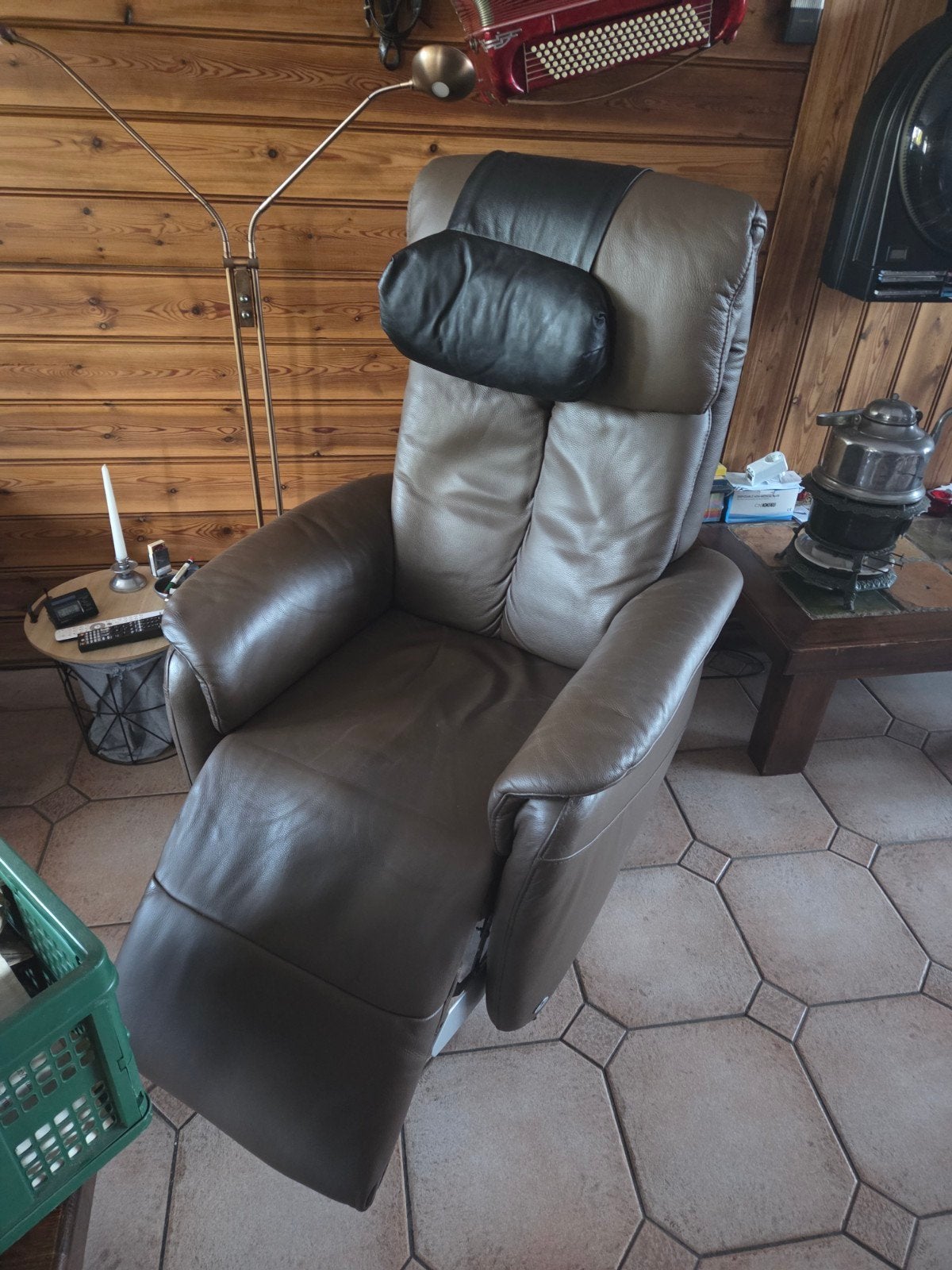 Elektrische leren fauteuil Cumulus Meubelzorg, Ophalen, Gebruikt, 75 tot 100 cm, Leer