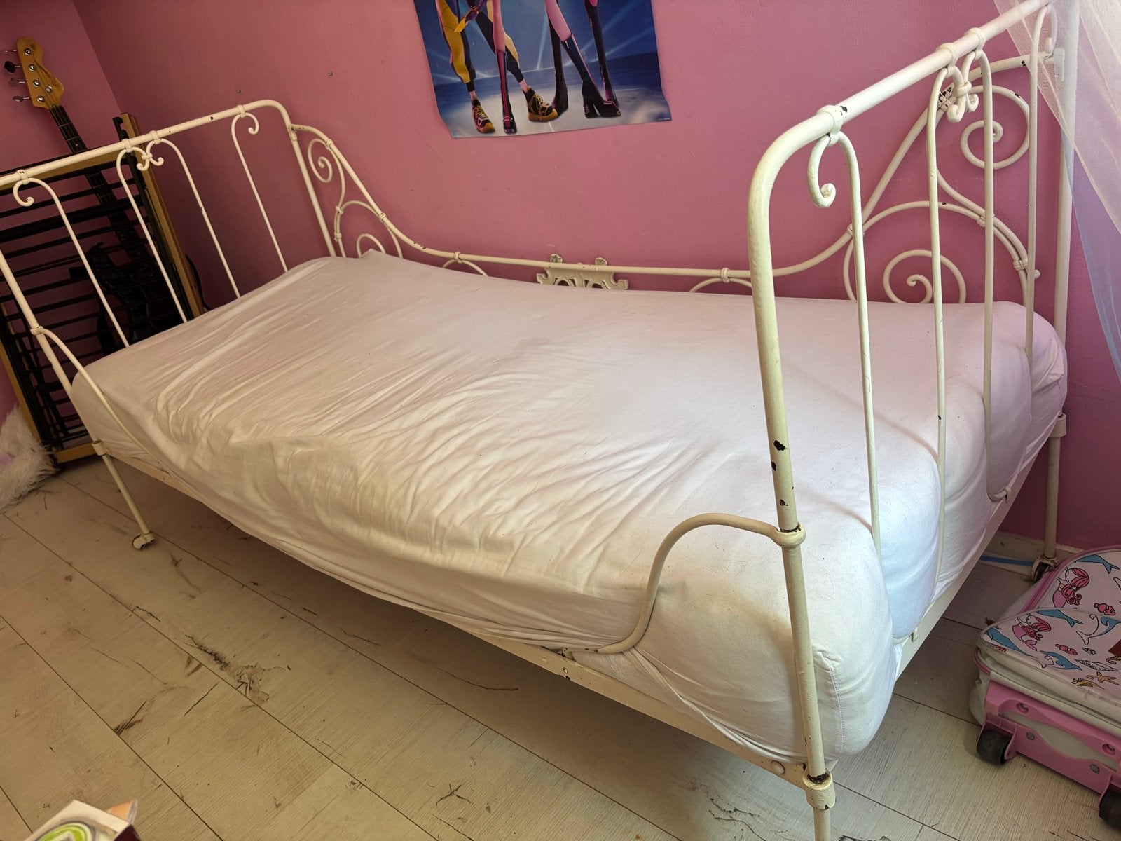 Vintage metalen bed- Wit - 90x200 cm Gratis, Ophalen